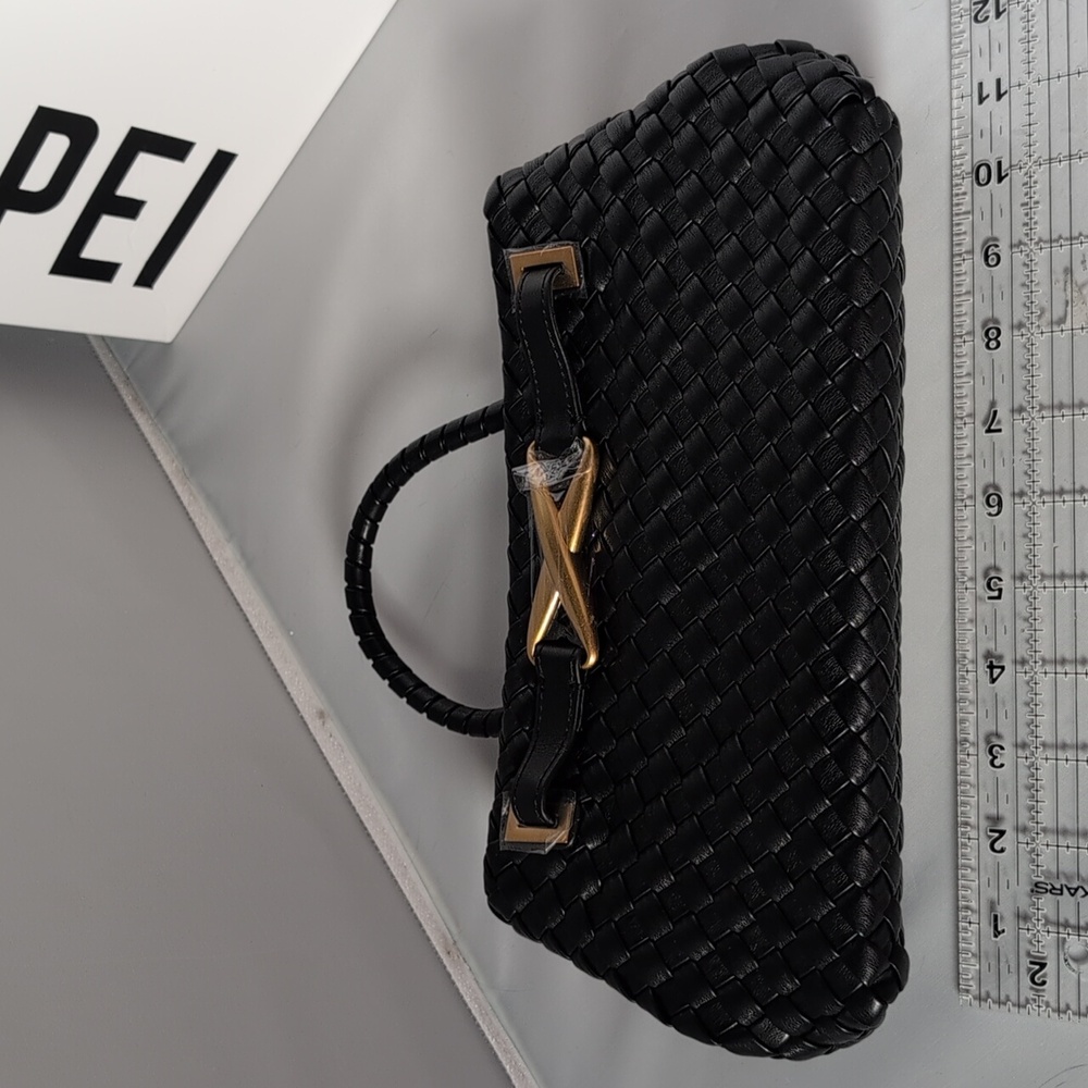 JW PEI Black Woven Elora Tote Bag Purse - Picture 7 of 13